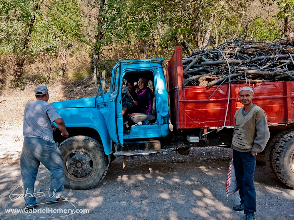 Collecting firewood, Kyrgyzstan