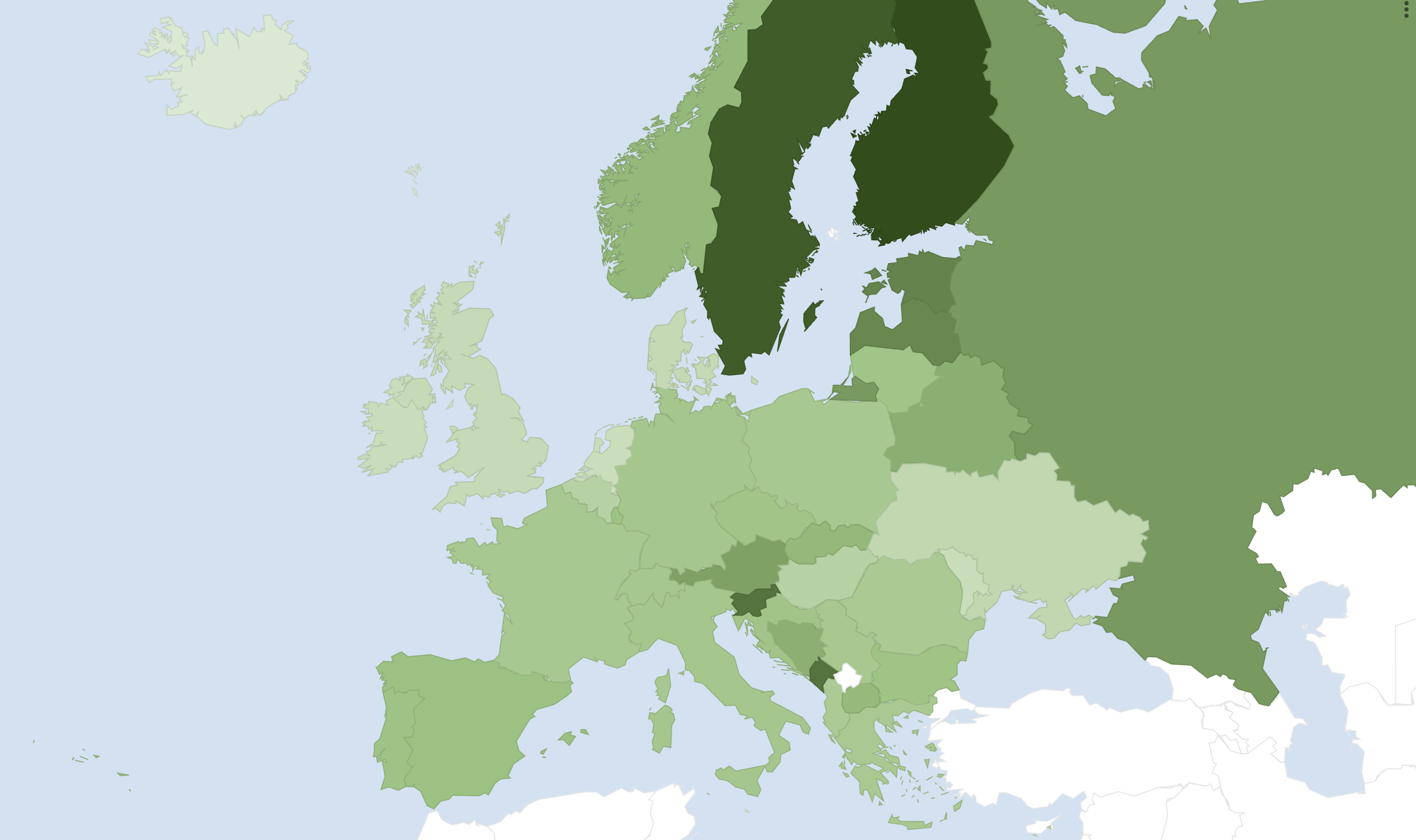Forest cover in Europe in 2020